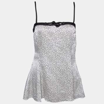 Pre Owned Emporio Armani Monochrome Printed Silk Cami Top M