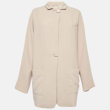 Pre Owned Emporio Armani Beige Crepe Single Breasted Coat M