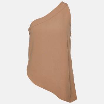 Pre Owned Emporio Armani Beige Crepe One Shoulder Top S