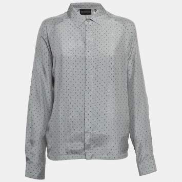 Pre Owned Emporio Armani Grey Paisley Print Silk Shirt S