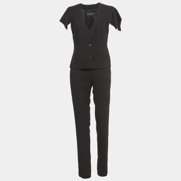 Pre Owned Emporio Armani Black Cotton Pique Pantsuit M
