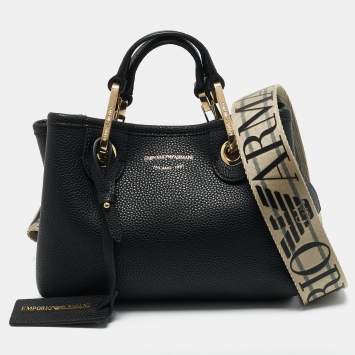 Pre Owned Emporio Armani Back Leather Mini MyEA Shopper Tote