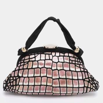 Emporio Armani Multicolor Croc Print Leather Frame Satchel