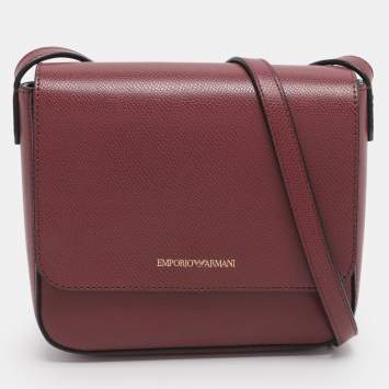 Pre Owned Emporio Armani Red Faux Leather Crossbody Bag