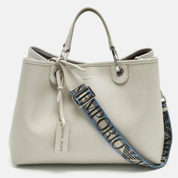 Pre Owned Emporio Armani Grey Faux Leather Large MyEA Tote
