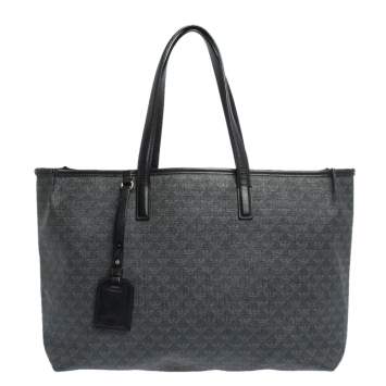 Pre Owned Emporio Armani Black Signature Coated Canvas and Leather Tote