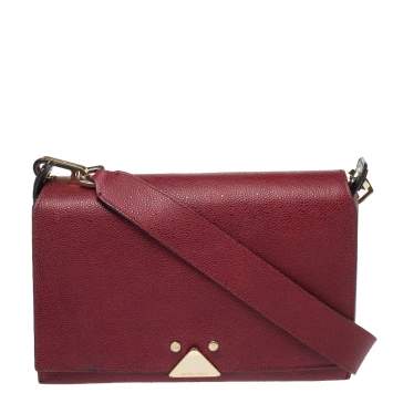 Pre Owned Emporio Armani Burgundy Leather Crossbody Bag