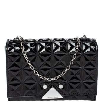 Pre Owned Emporio Armani Black Quilted Leather Flap Chain Shoulder Bag