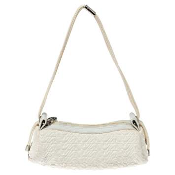 Pre Owned  Emporio Armani White Quilted Rubber and Leather Pochette