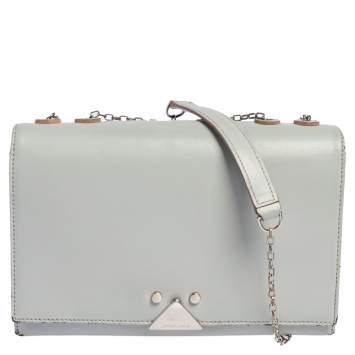 Pre Owned Emporio Armani Grey Leather Chain Shoulder Bag