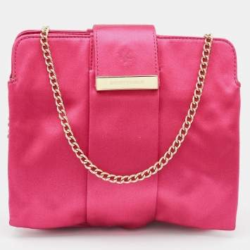 Pre Owned Emporio Armani Pink Satin Chain Bag