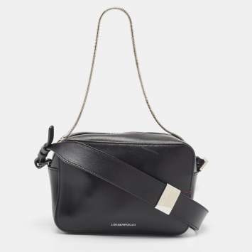 Pre Owned Emporio Armani Black Leather Camera Bag