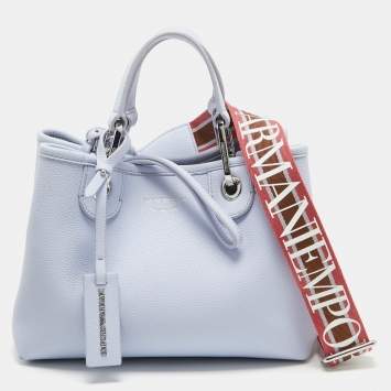 Pre Owned Emporio Armani Lavender Leather Small MyEA Shopper Tote