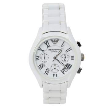 Pre Owned Emporio Armani White Ceramic Ceramica AR1404 Women's Wristwatch 38 mm