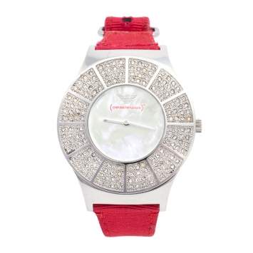 Pre Owned Emporio Armani Mother of Pearl Stainless Steel AR5754 Women's Wristwatch 38 mm