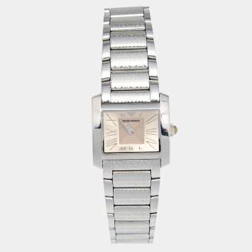 Pre Owned Emporio Armani Champagne Stainless Steel AR5709 Women's Wristwatch 27 mm
