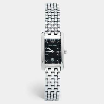 Pre Owned Emporio Armani Black Stainless Steel AR-0116 Women's Wristwatch 21 mm