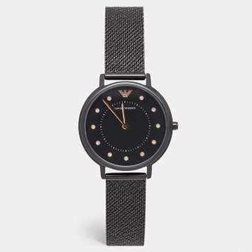 Pre Owned Emporio Armani Black PVD Coated Stainless Steel AR11252 Women's Wristwatch 32 mm