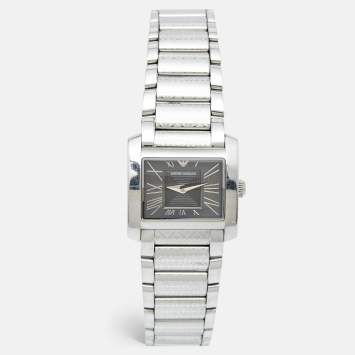 Pre Owned Emporio Armani Grey Stainless Steel AR5708 Women's Wristwatch 27 mm