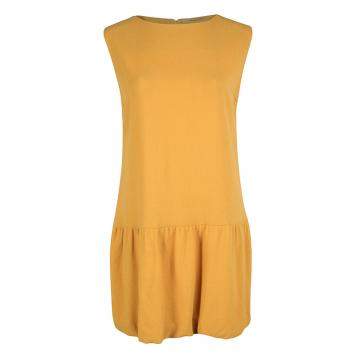 مملوكة مسبقًا Ermanno Scervino Mustard Yellow Ruffle Bottom Sleeveless Wool Dress M
