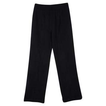 Pre Owned Ermanno Scervino Black Cotton Knit High Waist Trousers S