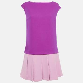 Pre Owned Ermanno Scervino Pink Crepe Pleated Sleeveless Mini Dress M