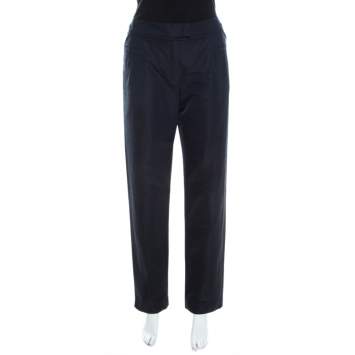 Pre Owned Escada Navy Blue Tailored Straight Pants M