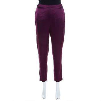 Pre Owned Escada Amethyste Purple Satin Relaxed Toskana Pants M