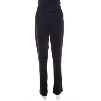 Pre Owned Escada Black Wool Welt Pocket Detail Tailored High Waist Trousers M