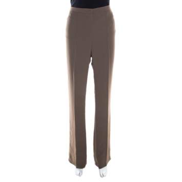Pre Owned Escada Tobacco Brown Crepe High Waist Tamlyn Trousers M