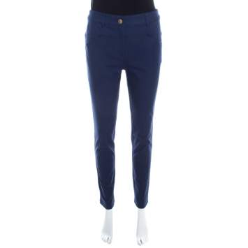 Pre Owned Escada Saphire Blue Stretch Denim Teresa Straight Leg Jeans S