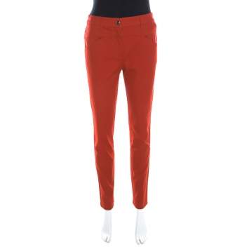 Pre Owned Escada Garnet Red Stretch Denim Teresa Straight Leg Jeans S