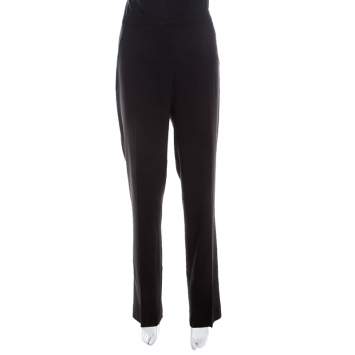 Pre Owned Escada Black Wool Crepe High Waist Tovah Trousers M