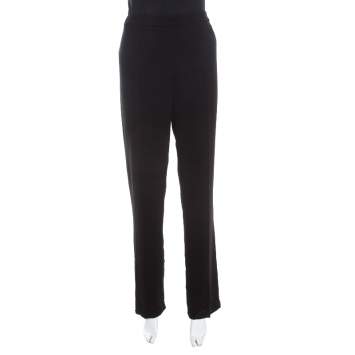 Pre Owned Escada Black Wool Crepe High Waist Tovah Trousers M