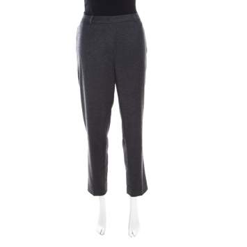 Pre Owned Escada Anthracite Grey Wool and Cashmere Tapered Tellis Trousers M