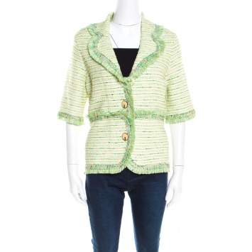 مملوكة مسبقًا Escada Green Cotton Blend Tweed Boucle Jacket M
