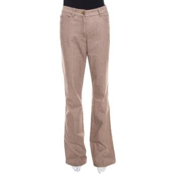 Pre Owned Escada Savannah Brown Coated Stretch Denim Flared Jeans M 