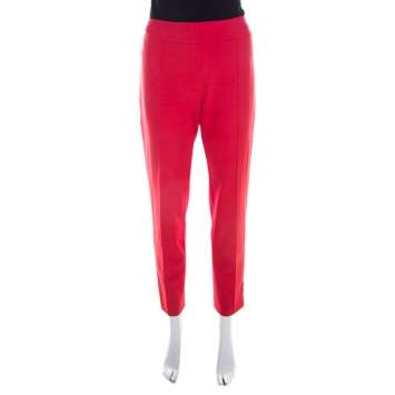 Pre Owned Escada Tivoli Orange Crepe Stretch Tapered Tineka Trousers M