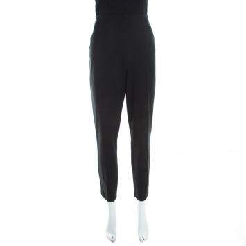 Pre Owned Escada Black Crepe Pintuck Detail Tapered Tonisa Trousers XL