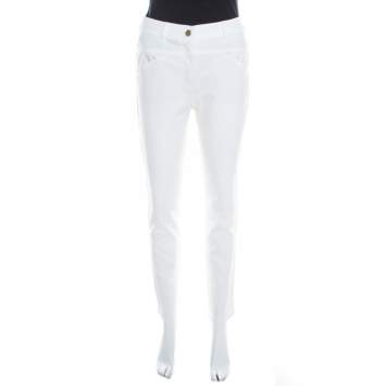 Pre Owned Escada White Stretch Denim Teresa Straight Leg Jeans S