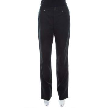 Pre Owned Escada Black Stretch Denim High Rise Straight Leg Tessa Jeans M