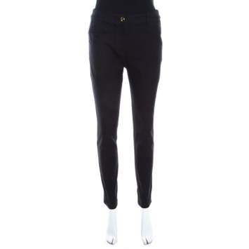 Pre Owned Escada Black Stretch Denim High Rise Straight Leg Tessa Jeans S