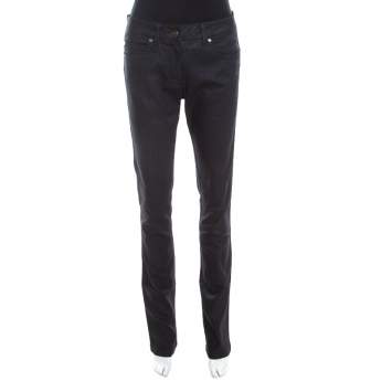 Pre Owned Escada Black Glitter Denim High Rise Straight Leg Jeans M