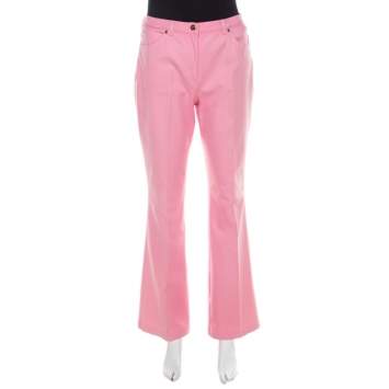 Pre Owned Escada Pink Cotton Denim High Waist Flared Jeans M