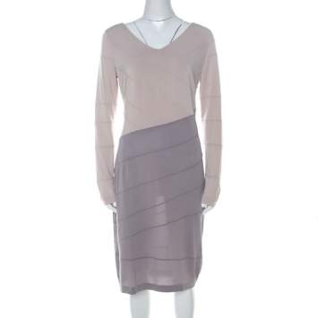 Pre Owned Escada Colorblock Stretch Jersey Paneled Eppa Dress M
