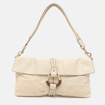 Pre Owned Escada Cream Leather Shoulder Bag