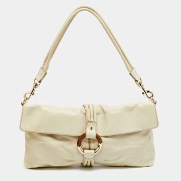 مملوكة مسبقًا Escada Flat Cream Leather Shoulder Bag