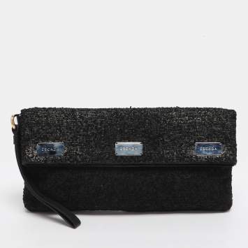 مملوكة مسبقًا Escada Tricolor Tweed Wristlet Clutch