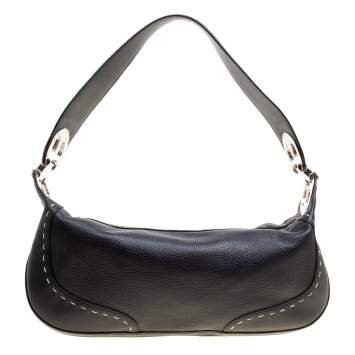 Pre Owned Escada Black Leather Eluna Shoulder Bag