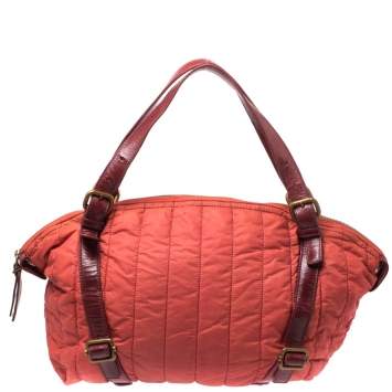 Pre Owned Escada Orange Nylon and Leather Shoulder Bag